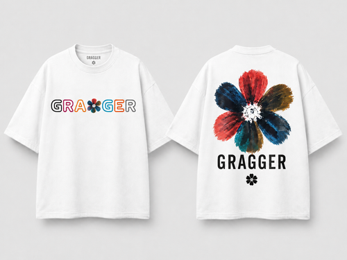GRAGGER Bold Flower Oversized T-Shirt – White